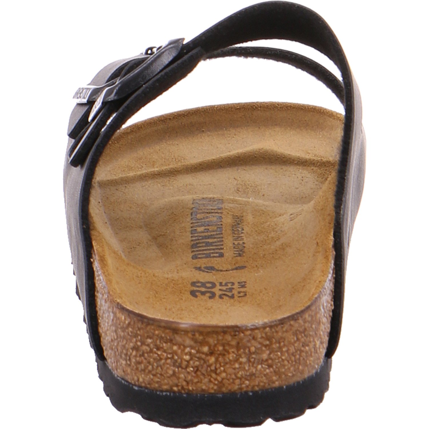 Birkenstock Women's Arizona Soft Footbed Sandals - Black, Narrow US 6-6.5 | Comfortable Cork Footbed Slides for Walking, Travel & Casual Outfits