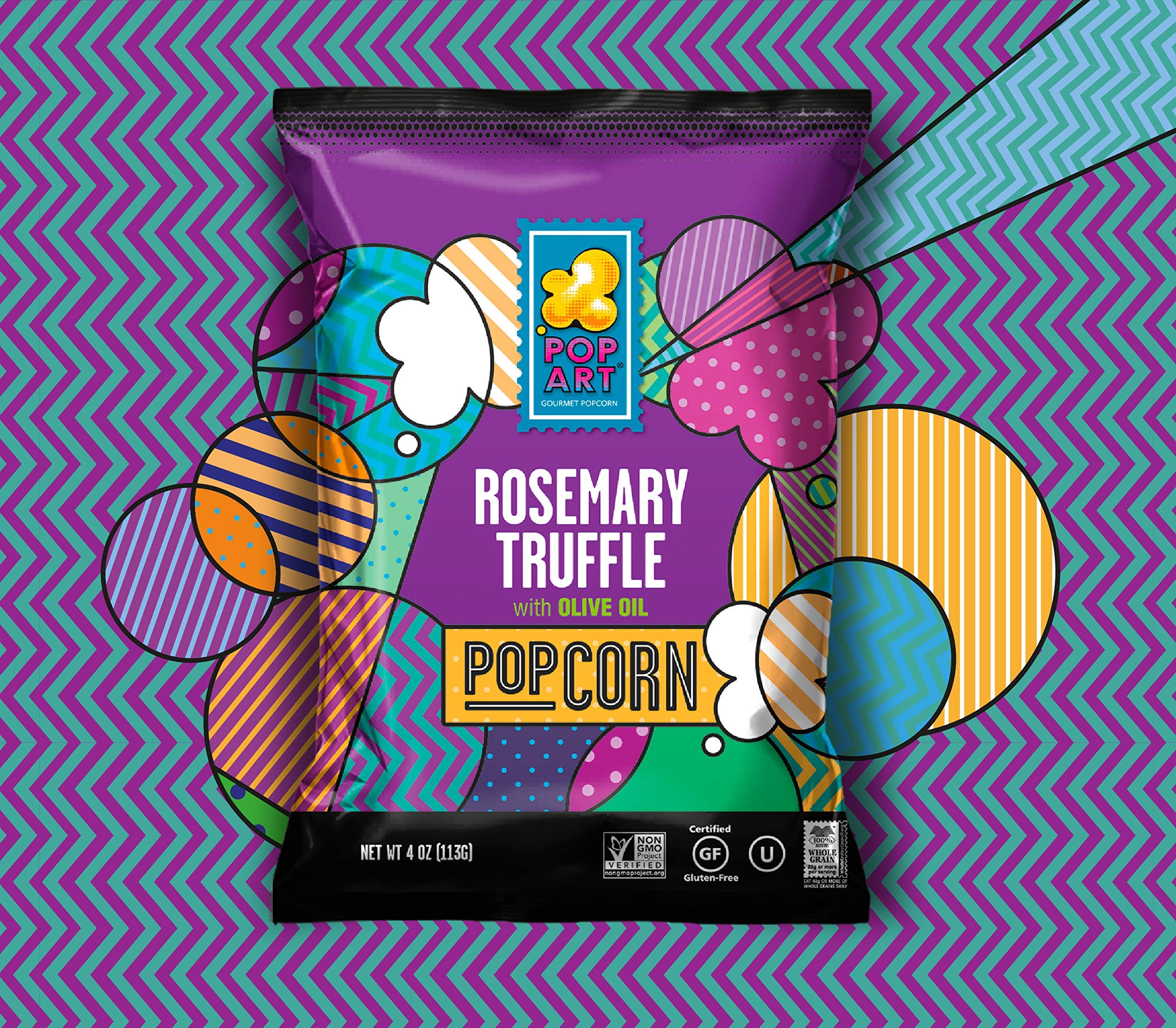 **Gourmet Popcorn - Rosemary Truffle with Olive Oil, Gluten Free Vegan Snack - Healthy Pop Art Snacks for Adults & Kids - Perfect for Movie Night, Parties, Gifts (4.5 oz Single Bag)**