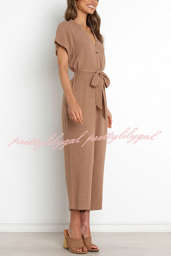Stylish Women's Pocketed Button-Up Straight Leg Jumpsuit | Casual & Office Wear | Perfect for Work, Travel & Everyday Outfits