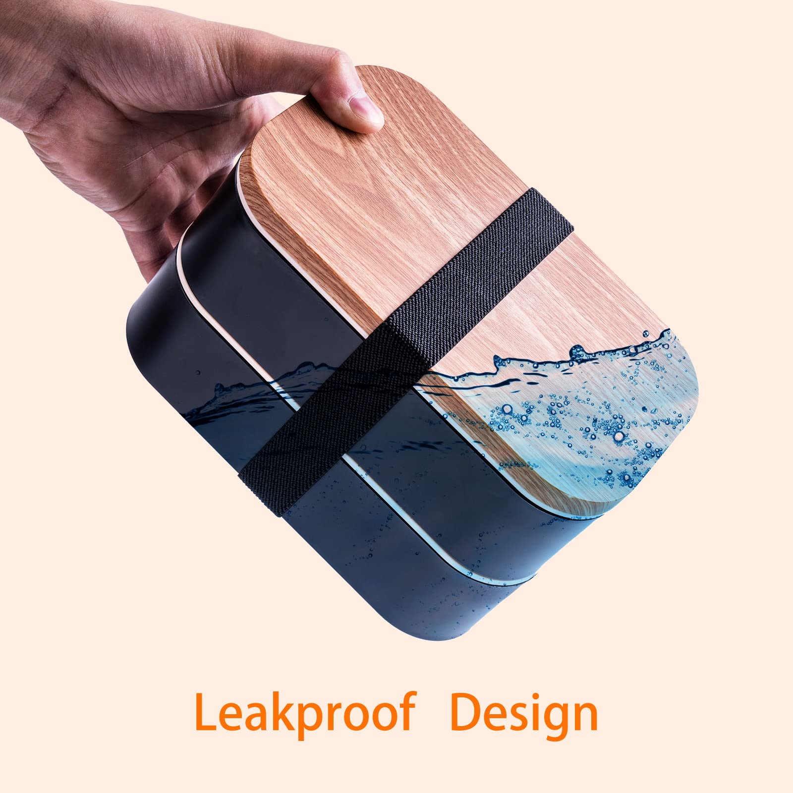 Leakproof 54oz Bento Box for Adults - Black Insulated Lunch Box for Work, Office & School - Microwave & Dishwasher Safe Meal Prep Container