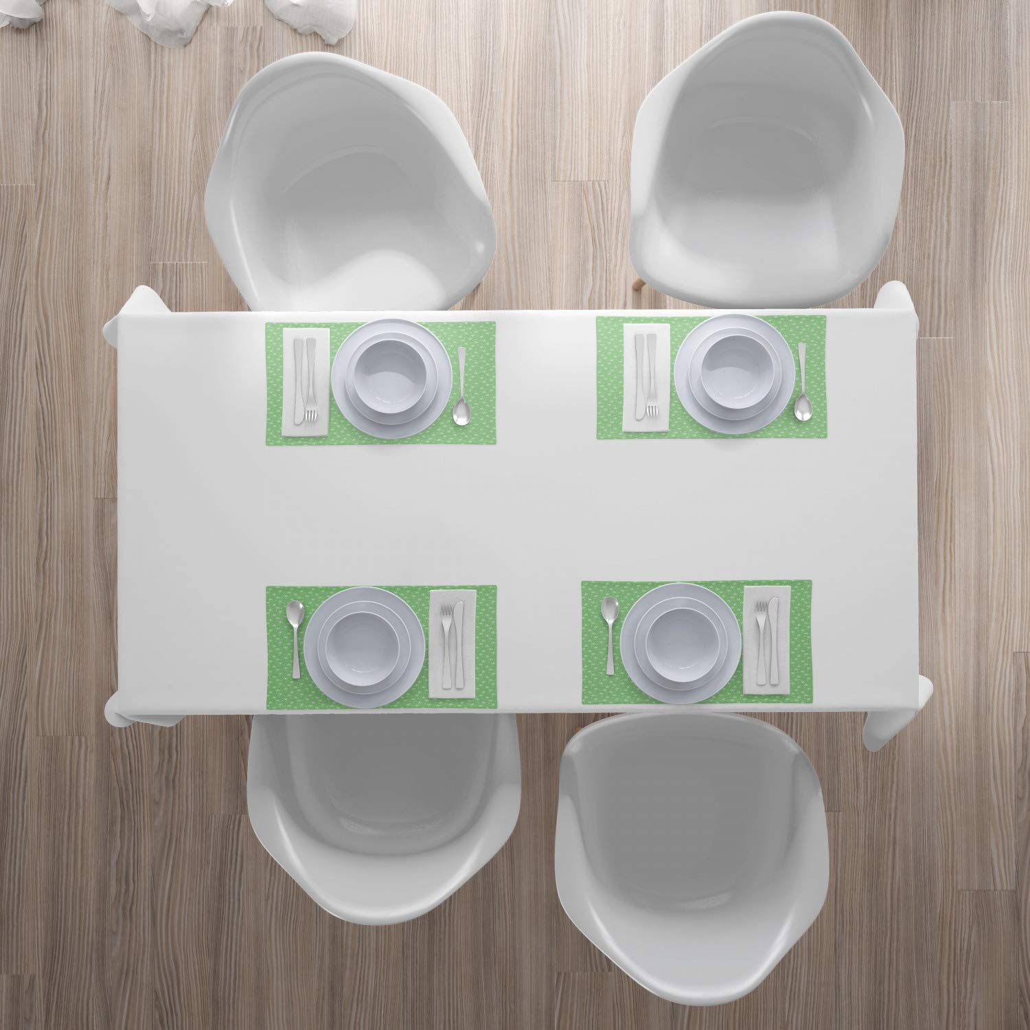 Ambesonne 4-Piece Dandelion Placemats Set - Floating Floral Pattern on Pastel Background, Washable Fabric Table Mats for Dining Room Decor (12x18 Inches, Pale Green & White) - Perfect for Spring Tablescapes, Brunch Settings & Elegant Dinner Parties