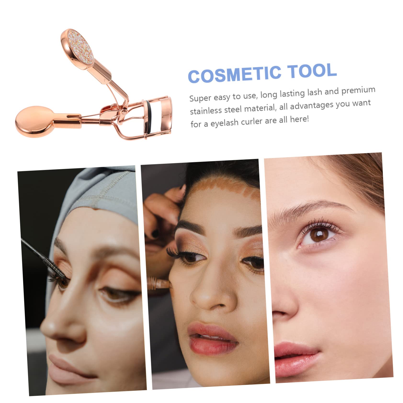 Minkissy Long Lasting Eyelash Curler with Glitter Design - Portable Lash Styling Tool for Beautiful Eyes | Perfect for Travel, Home & Professional Makeup Kits