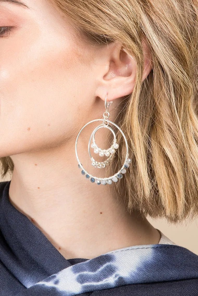 Beaded Multi Hoop Earrings for Women - Boho Chic Dangle Earrings with Beads - Perfect for Parties, Weddings & Everyday Wear