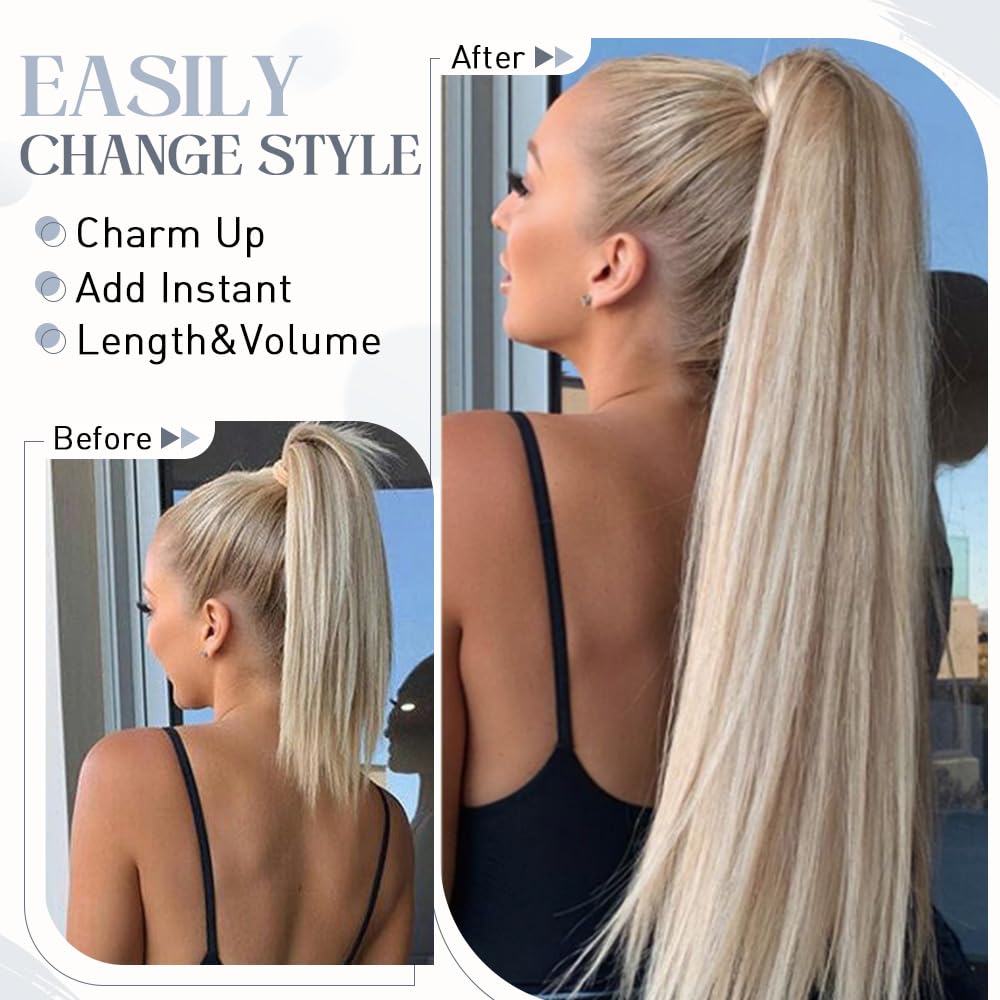 Premium 20 Inch Human Hair Ponytail Extension - Real Hair Clip-In Ponytail with Balayage Dark Brown (#2) for Women | 120g Straight Hair Extensions | Perfect for Parties, Weddings & Everyday Styling