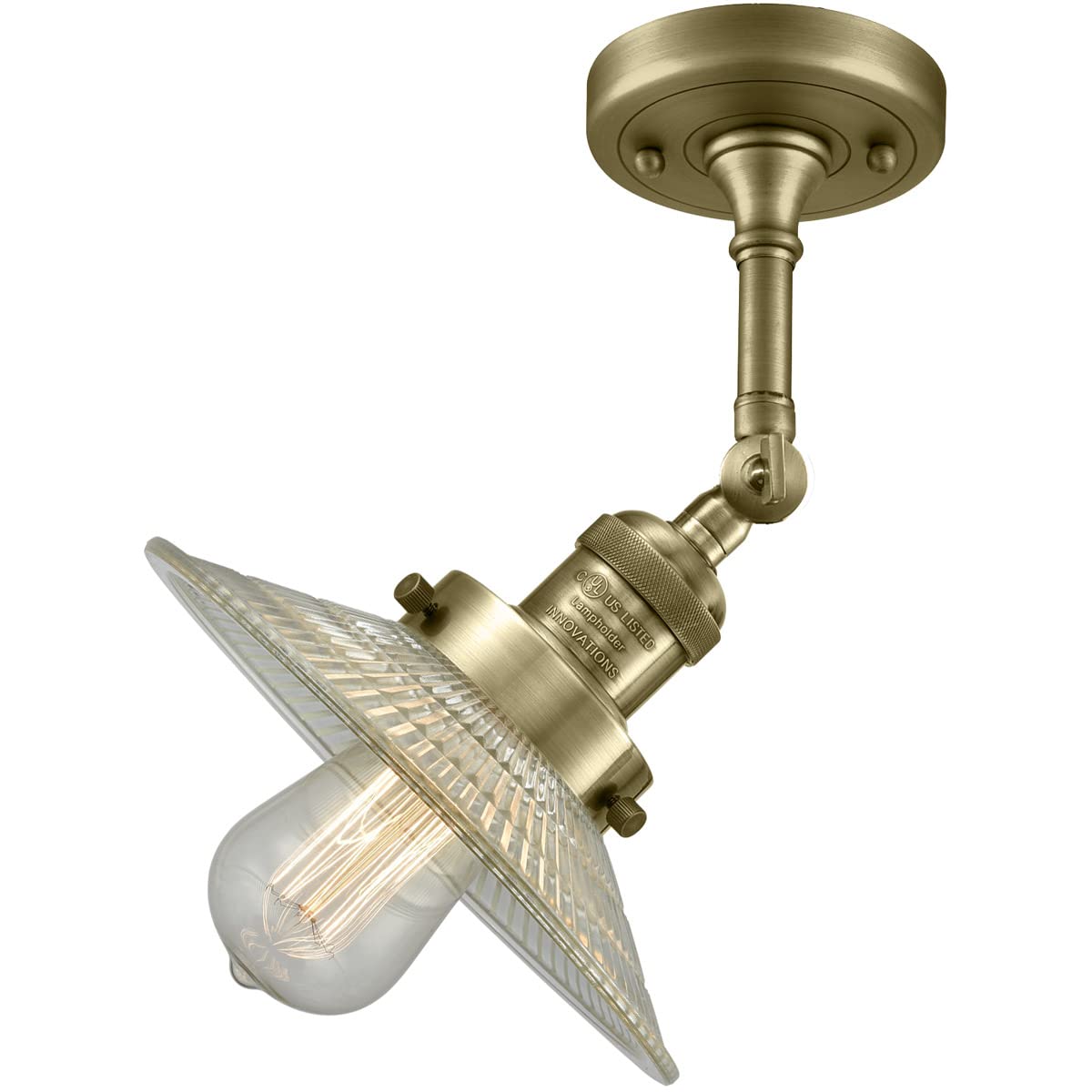 Innovations 201F-AB-G2-LED Semi-Flush Mount Ceiling Light Fixture - Antique Brass Finish, Energy Efficient LED Lighting for Bedroom, Living Room, Dining Room & Hallway
