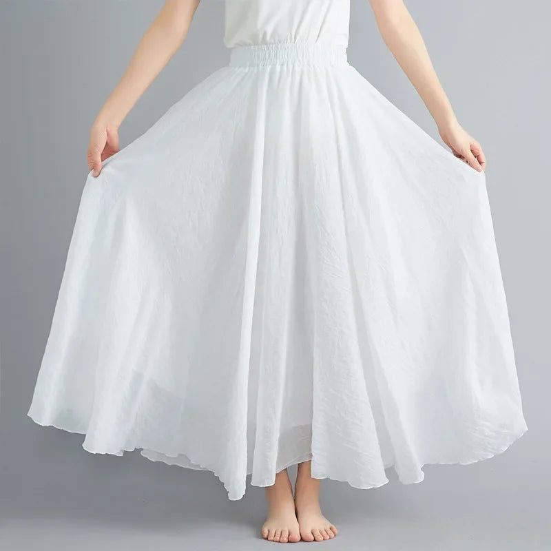 Stylish Women's Cotton Linen Maxi Skirt - Y2K Elegant Boho Long Skirt for Beach, Casual & Harajuku Fashion | Perfect for Summer Outfits, Vacations & Street Style