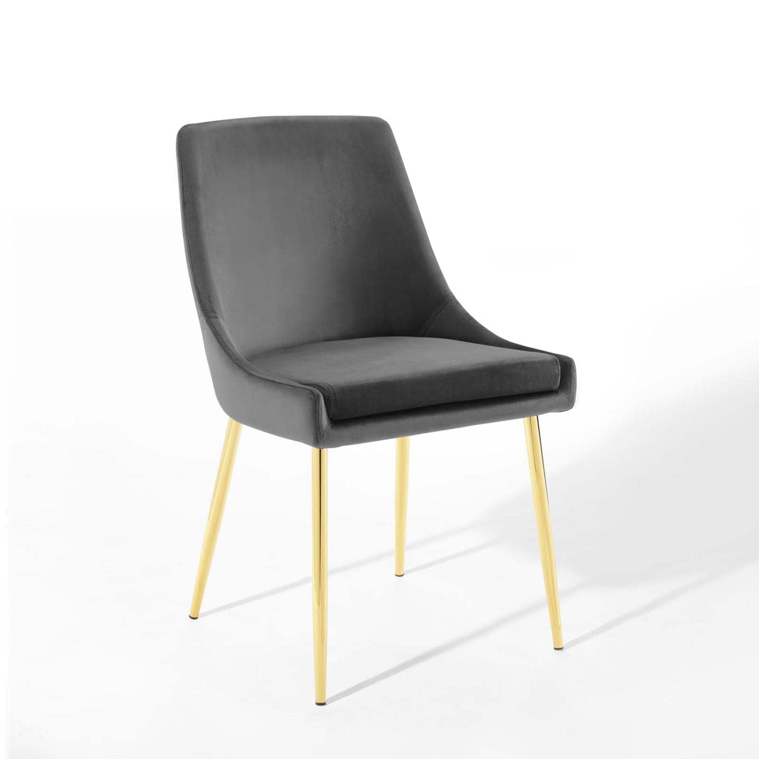 Modway Viscount Performance Velvet Dining Chairs - Set of 2, Gold Charcoal Upholstered Side Chairs for Kitchen, Dining Room & Home Decor