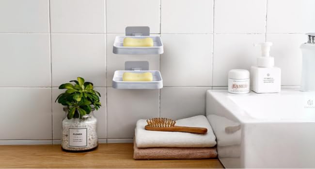 GARLEAF 2-Pack Soap Holder for Bathroom & Kitchen - Wall Mounted Organizer Shelf for Soap, Sponge, and Bath Accessories - Perfect for Shower, Sink, and Countertop Storage