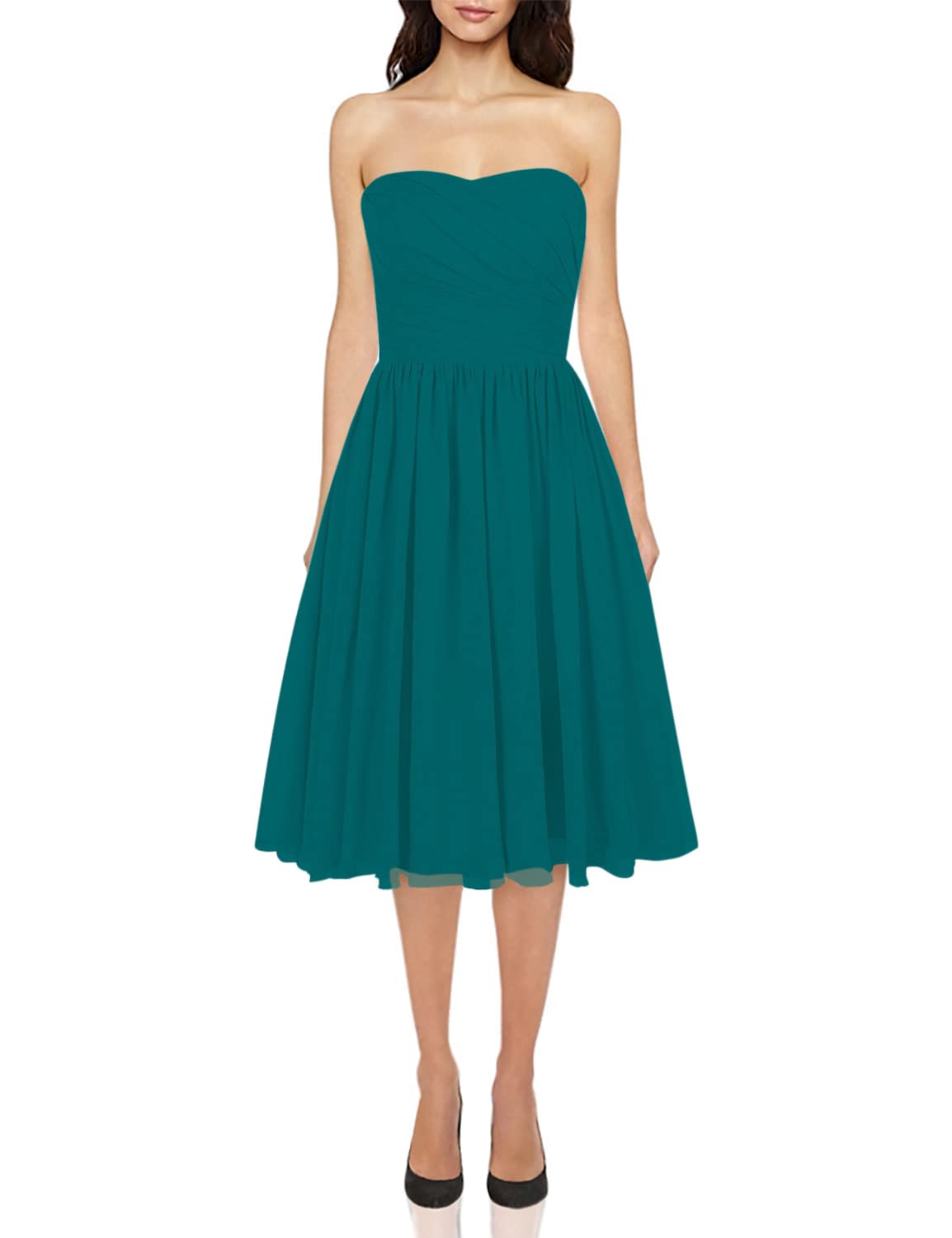 JAEDEN Short Chiffon Strapless Bridesmaid Dresses - Elegant Wedding Guest & Prom Dresses for Women - Perfect for Bridal Parties, Formal Events & Special Occasions