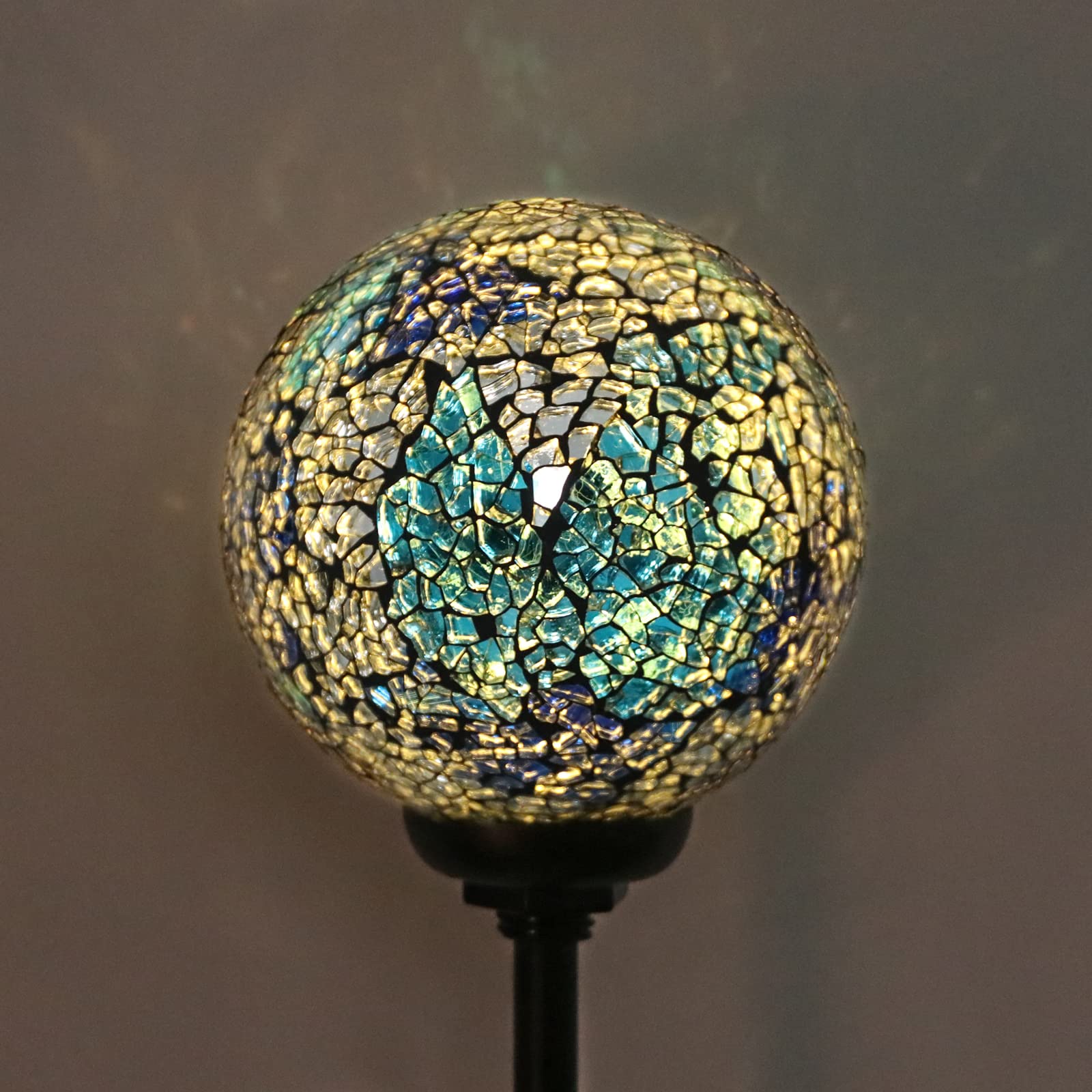 Solar Gazing Ball Mosaic Garden Stakes - Waterproof Outdoor Solar Lights for Pathway, Yard & Lawn Decoration (Blue) | Perfect for Garden, Patio, Walkway & Landscape Lighting at Night