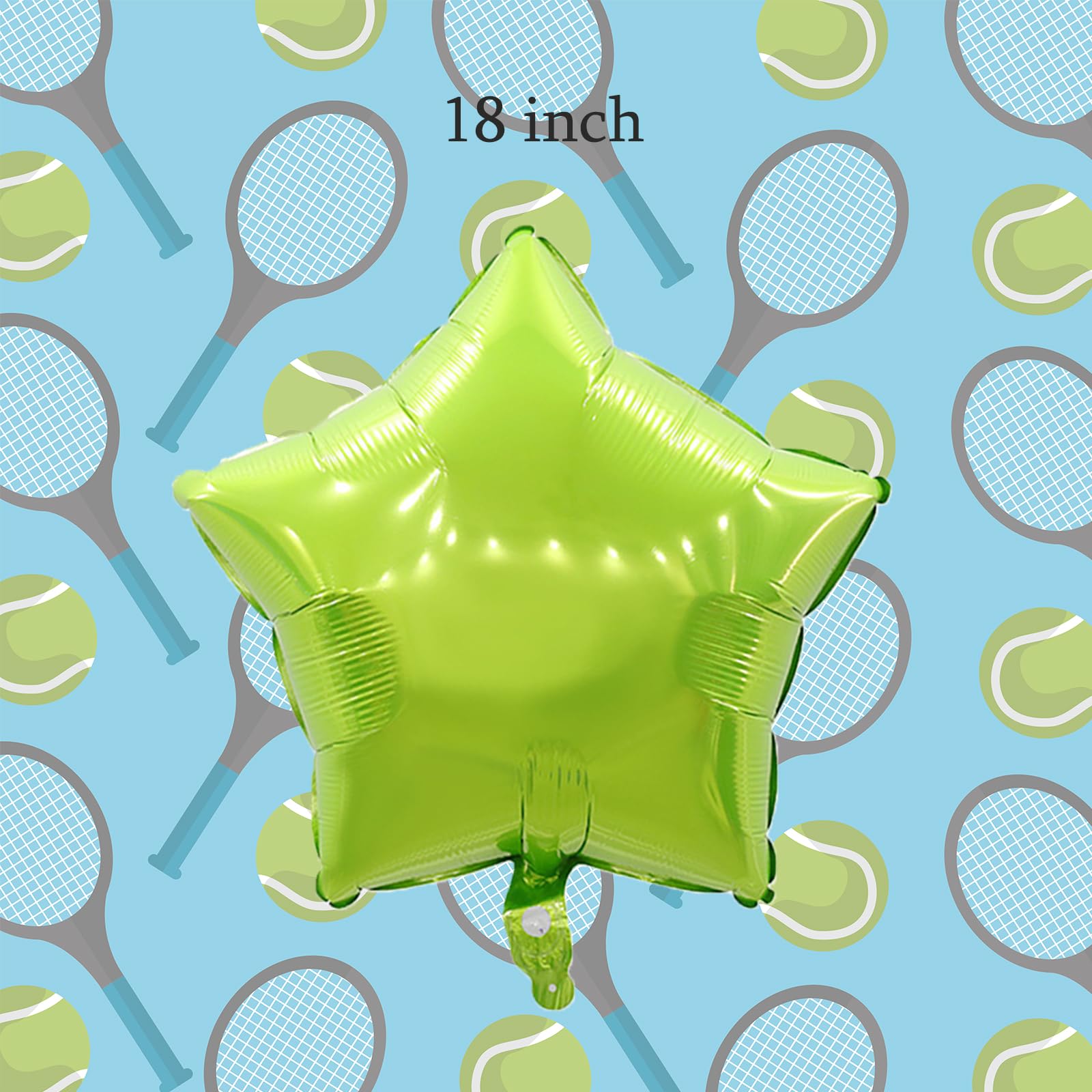 9Pcs Tennis Party Balloon Decorations Set - Tennis Ball & Golden Trophy Foil Balloons, Green Star Mylar Balloons for Sports Themed Parties - Perfect for Men, Women & Kids Birthday, Graduation & Championship Celebrations