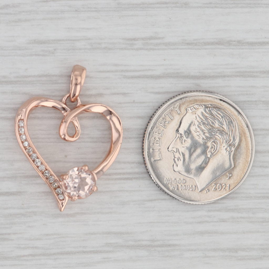 0.57ctw Morganite & Diamond Heart Pendant Necklace - 10k Rose Gold Jewelry for Women, Perfect Gift for Valentine's Day, Anniversary & Special Occasions