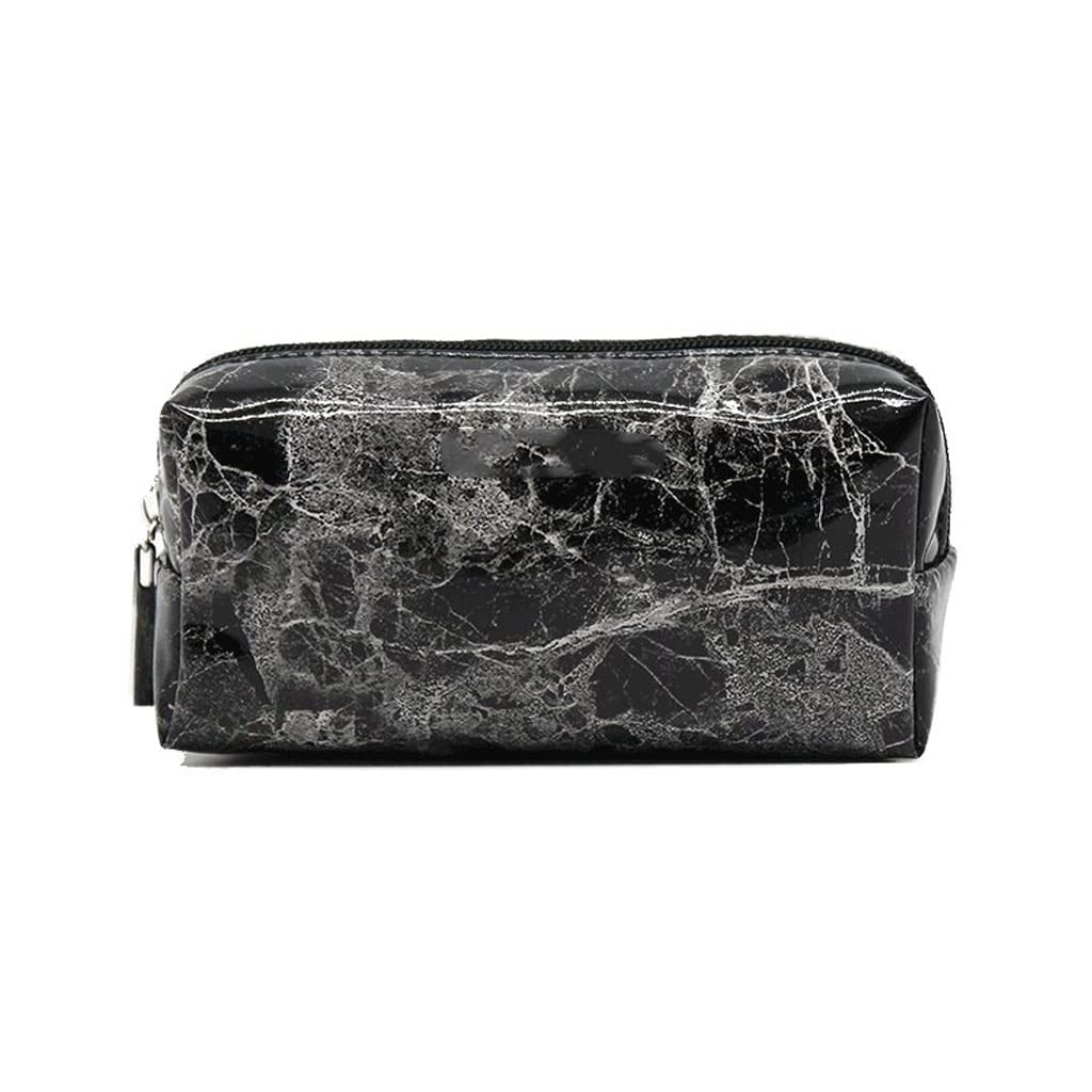 EKDSPW Fashion Marble Cosmetic Bag - PU Leather Small Square Travel Makeup Bag for Women, Waterproof Storage Pouch (16.5x8x7cm) - Perfect for Travel, Gym, and Daily Essentials Organization