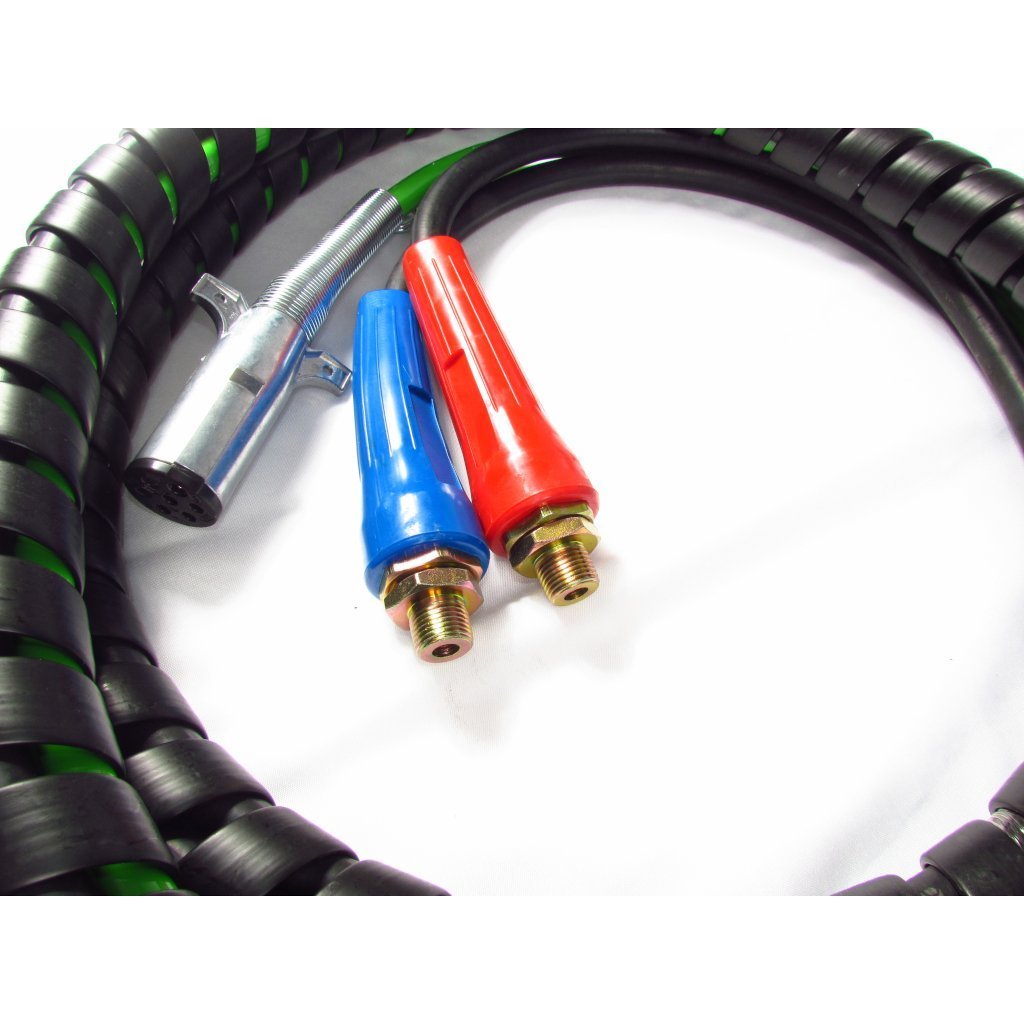 Fortpro 15Ft 3-in-1 ABS and Air Hoses Assembly Wrap with 7-Way Electrical ABS Trailer Cord & 2 Air Hoses - Replacement for 42045656, 451098, 169157 | F235507 | Ideal for Heavy-Duty Trucking and Trailer Maintenance