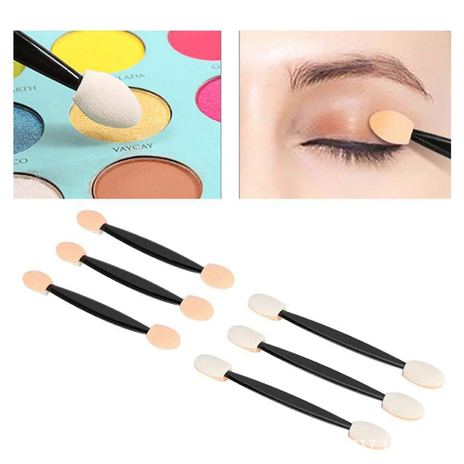Nidy® Disposable Double-Sided Eye Shadow Brush Sponge Applicator - Oval Makeup Sponge with 12 Cotton Heads for Professional & Everyday Makeup Application | Perfect for Travel, Home Use & Makeup Artists