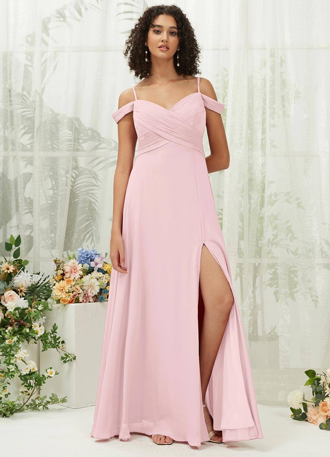 Sweetheart Neckline Chiffon Bridesmaid Dress with Pockets - Convertible Strap Design for Weddings, Parties & Special Occasions