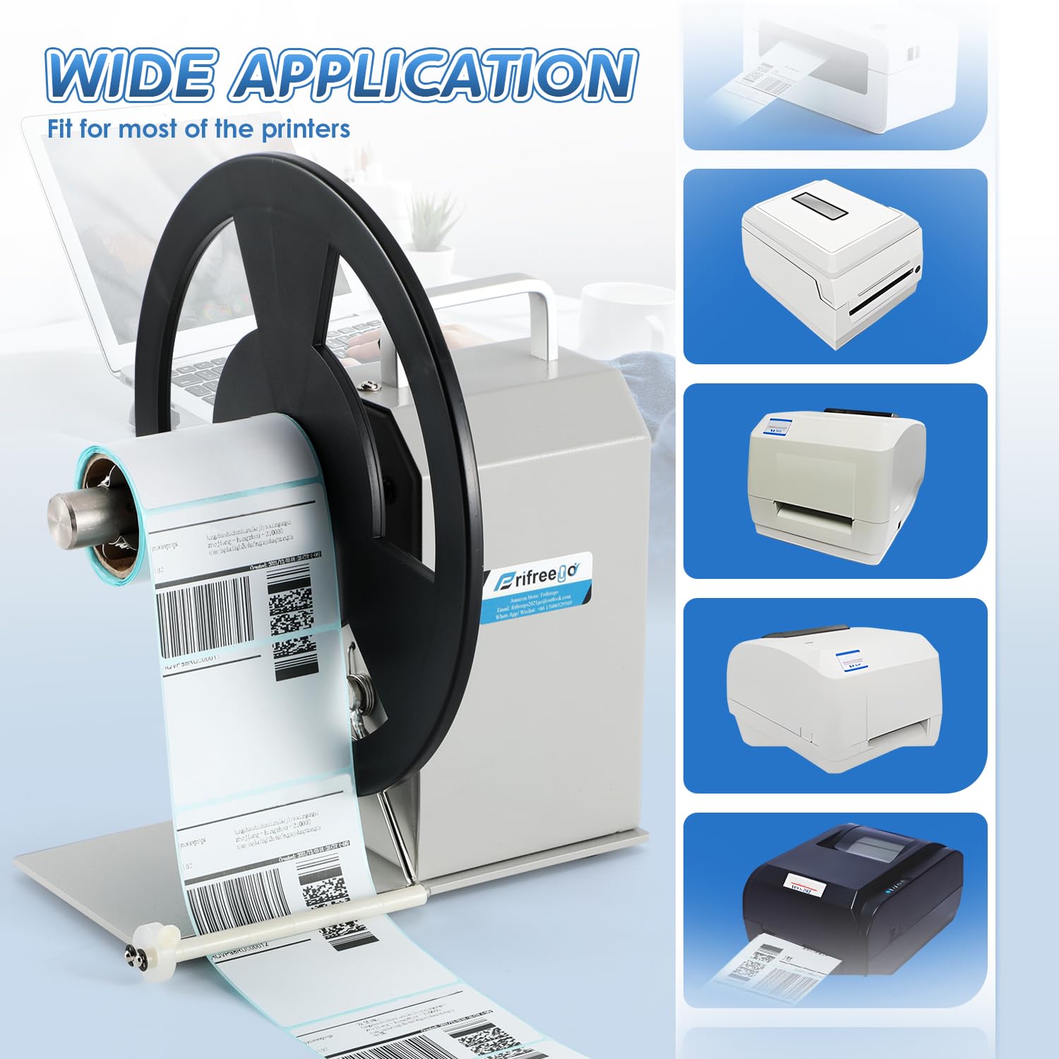 Automatic Label Rewinder Machine - Adjustable Speed Sticker Rewinder with Bidirectional Function, Printer Sync, 1