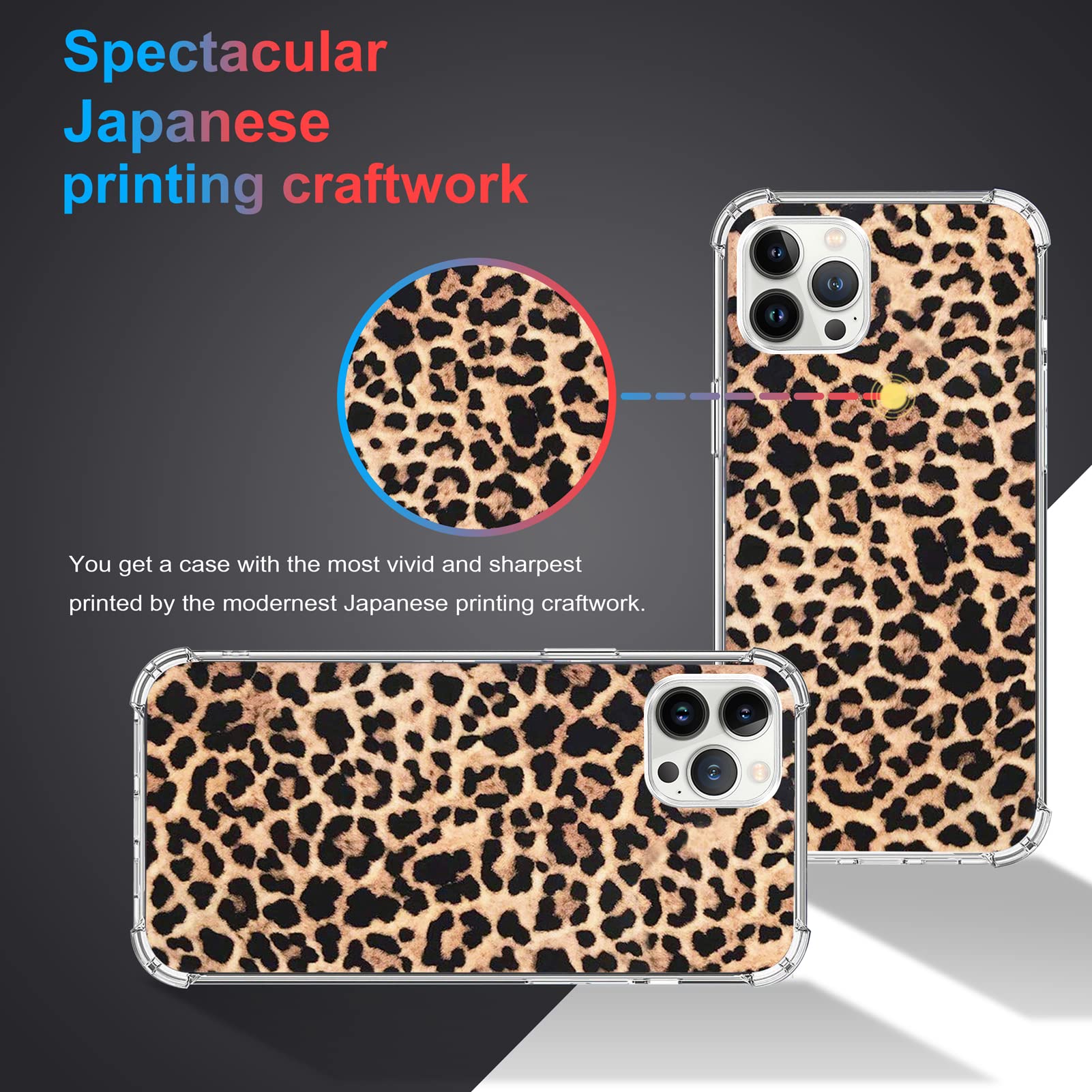 Shockproof iPhone 13 Pro Max Case with Leopard Cheetah Print - MagSafe Compatible Protective Cover for Women & Girls (Black/Brown) - Perfect for Everyday Use, Work & Travel
