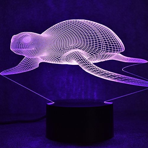 3D Turtle Night Light USB Touch Control 7 Color Changing LED Desk Lamp - Optical Illusion Table Decor for Kids Room, Birthday Gift, Christmas Home Decoration, Nursery Lighting & Relaxing Mood Light