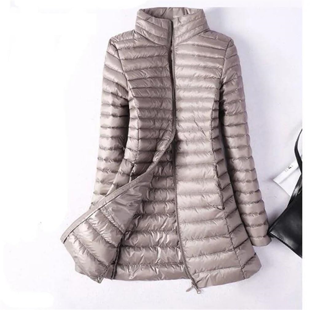 Keusyoi Women's Ultra Lightweight Winter Down Jacket - Long Puffer Coat with Stand Collar, Slim Fit Parka for Cold Weather | Perfect for Skiing, Snowboarding & Outdoor Activities