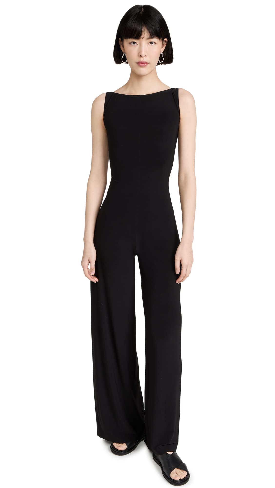 Norma Kamali Women's Sleeveless Straight Leg Jumpsuit - Stylish One Piece Romper for Casual Wear, Summer Outfits & Beach Vacations