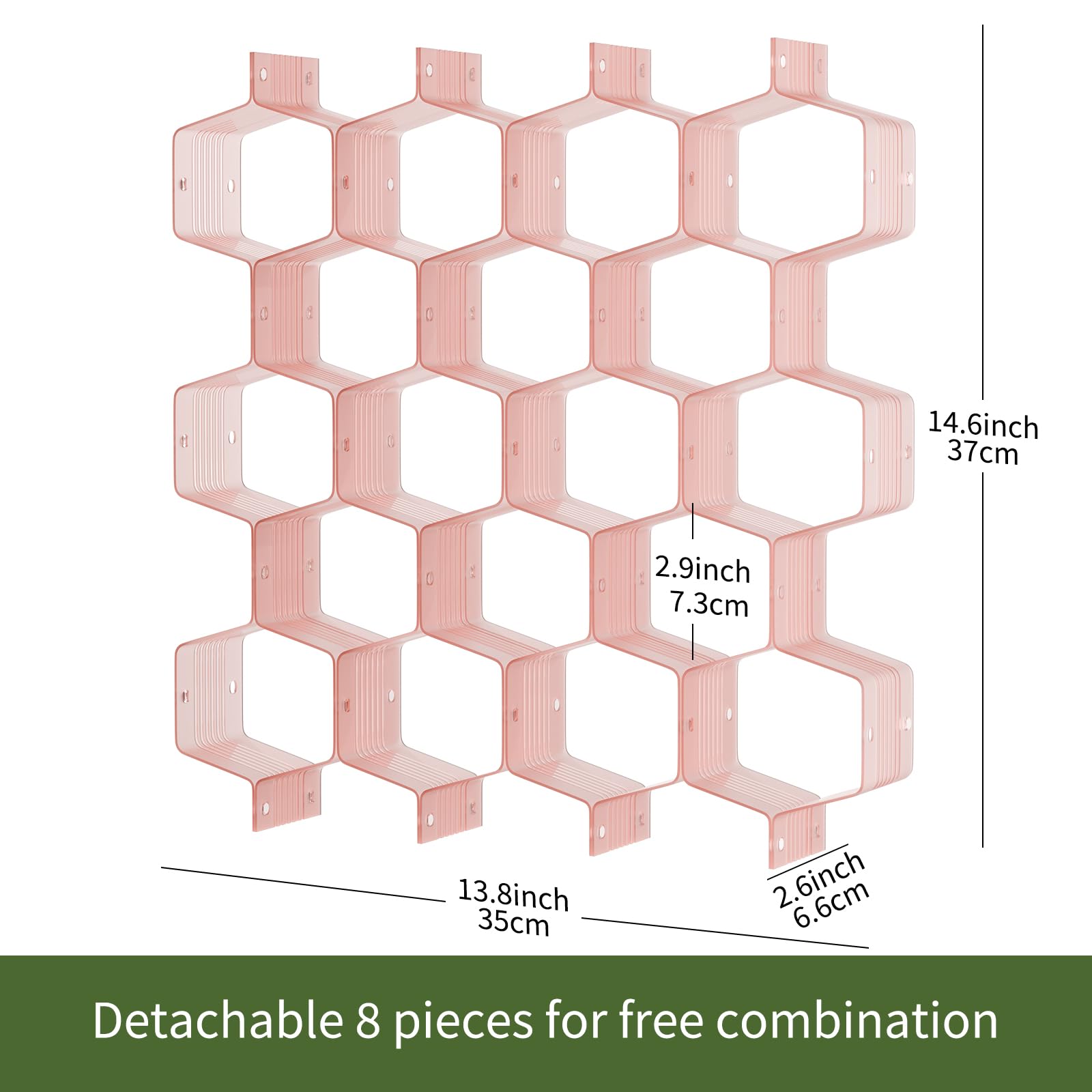 Adjustable Honeycomb Drawer Organizer Divider - Underwear, Belt, Scarf & Socks Storage Solution (Pink, 2-Pack) | Perfect for Closet, Dresser & Travel Organization