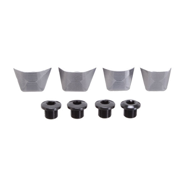 Absolute Black Bolt Cover + Bolts for Shimano Dura-Ace 9100 - Gray NLS | Bicycle Chainring & Crankset Protection | Perfect for Road Biking & Performance Cycling