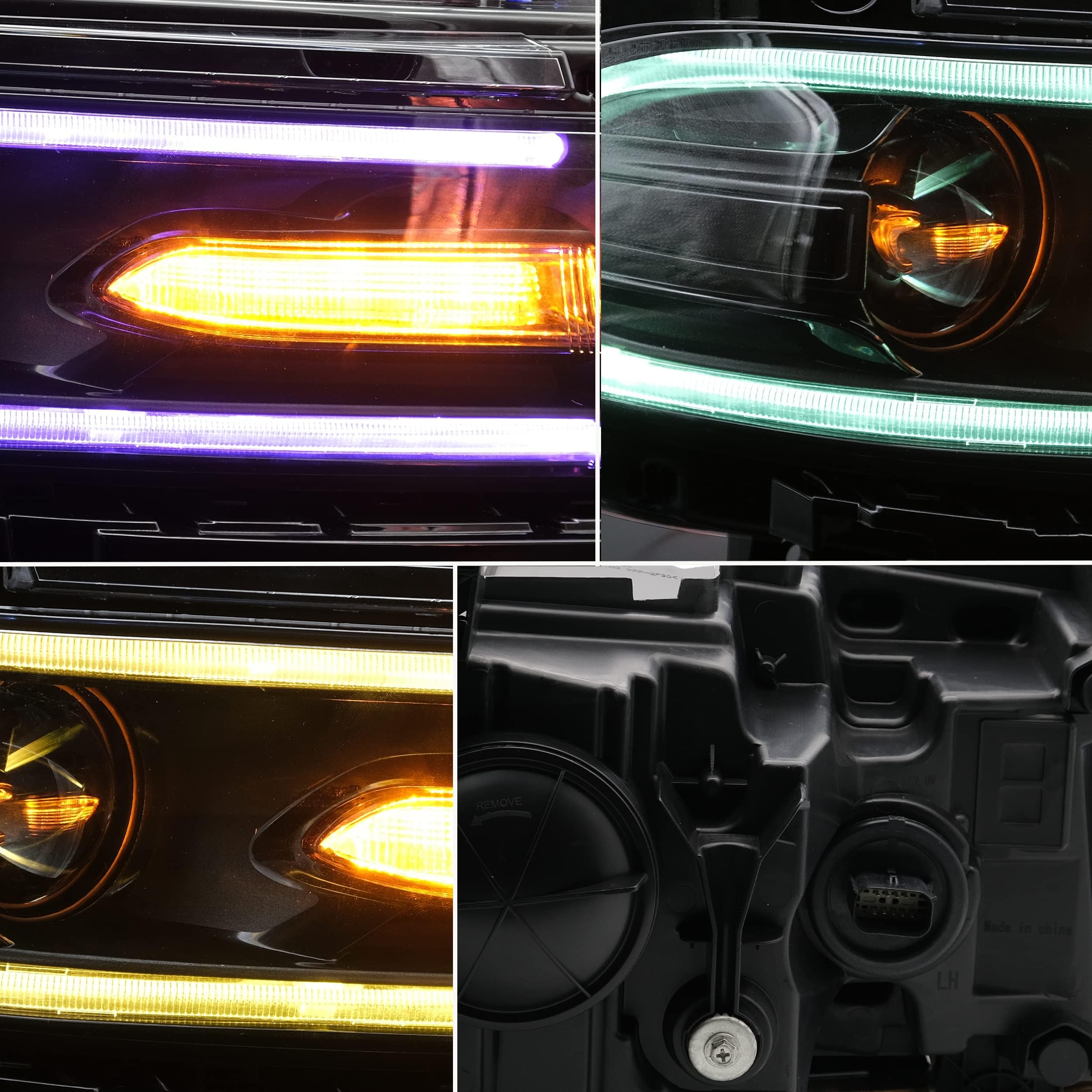 VLAND LED Headlight Assembly for Dodge Charger 2015-2020 - Multicolor DRL, Dual Beam Lens, Turn Signal, Plug & Play - Perfect for Night Driving & Car Upgrades (Not for Xenon/2021 Models)