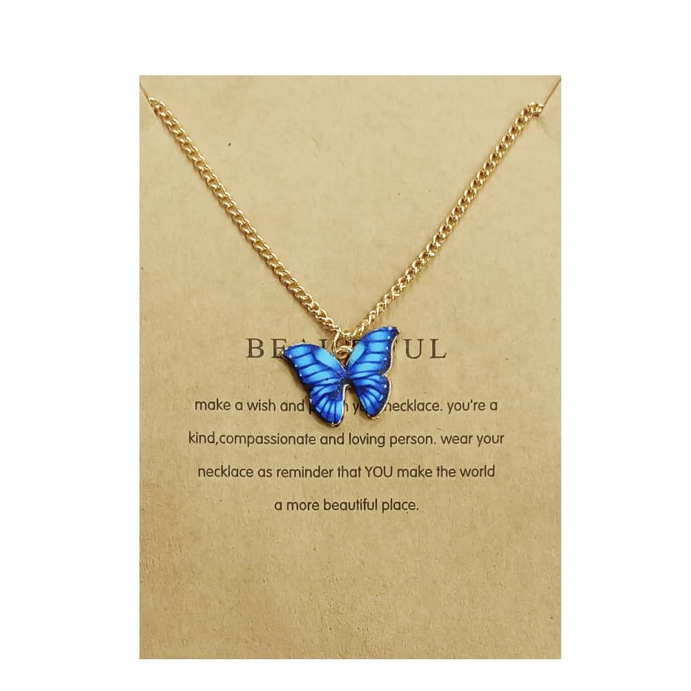 YouBella 5-Piece Gold Plated Butterfly Pendant Necklace Set for Women & Girls - Stylish Jewelry Gift (Multicolor) - Perfect for Birthdays, Anniversaries & Everyday Fashion Accessories (YBNK_50616)