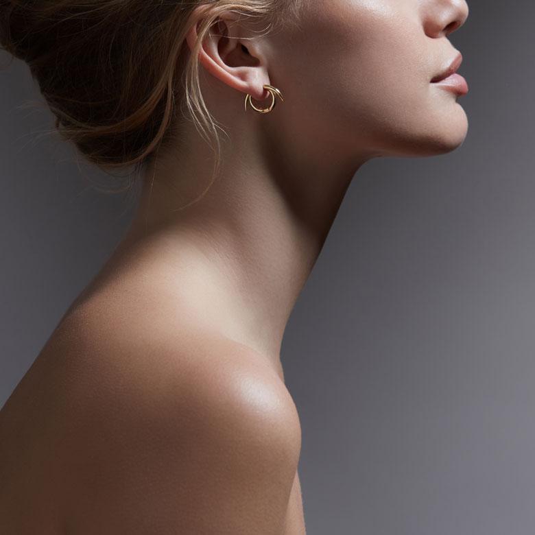 Yellow Gold Vermeil Quill Hoop Earrings - Elegant Dangle Earrings for Women | Perfect for Weddings, Parties & Everyday Wear