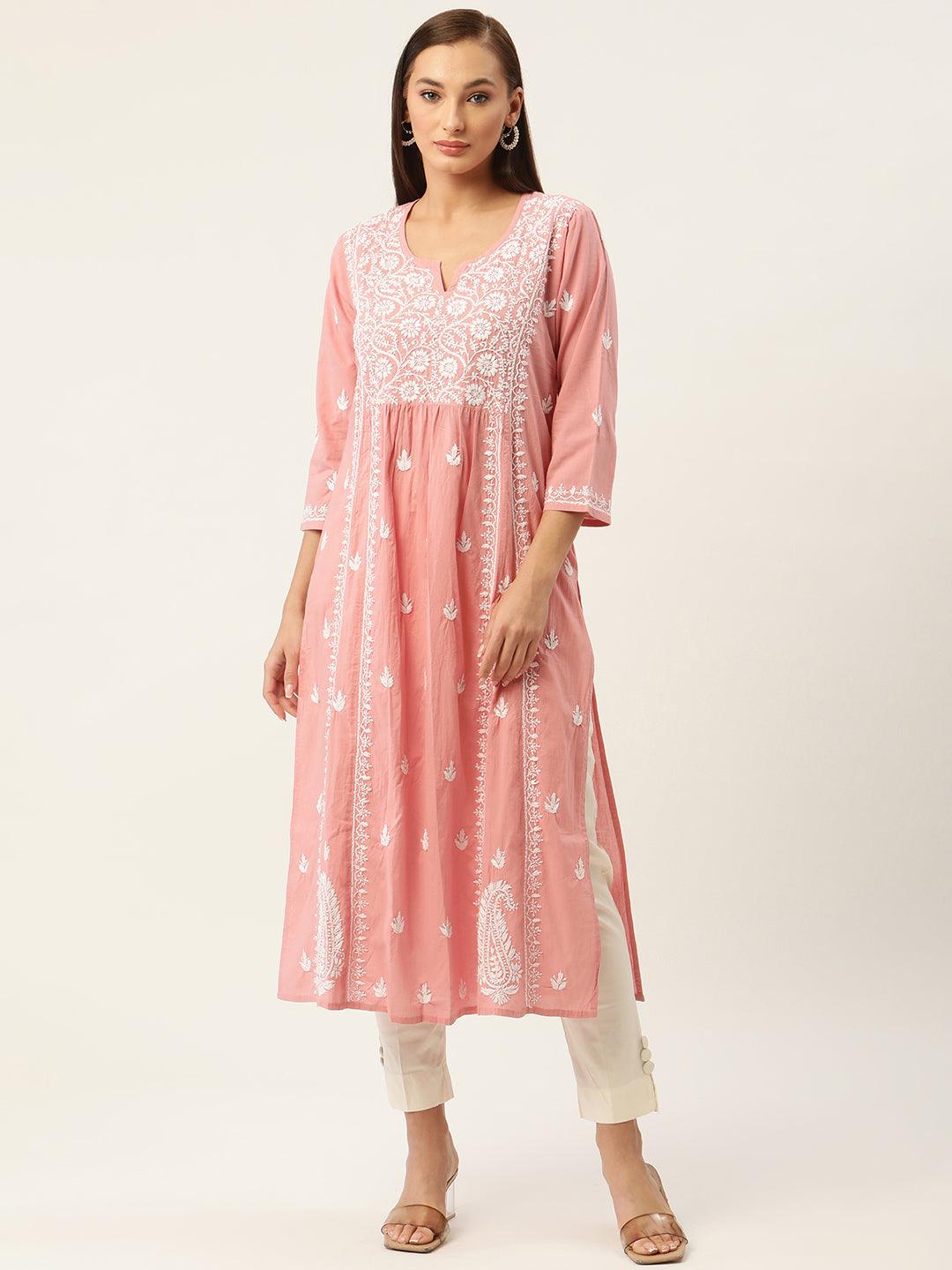 Elegant Hand Embroidered Chikankari Dress for Women | Traditional Indian Kurti | Perfect for Weddings, Parties & Festive Occasions