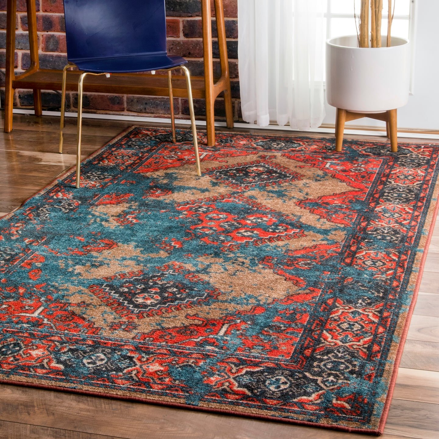 nuLOOM Lavonna Distressed Tribal Area Rug 8' x 10' Multi-Colored Bohemian Style Vintage Rug for Living Room, Bedroom & Home Decor