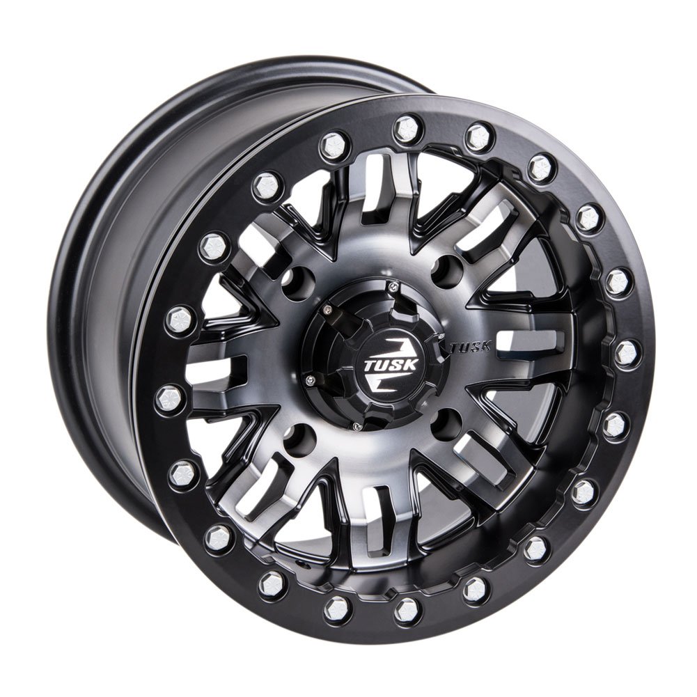 4/110 Tusk Teton Beadlock Wheel 14x7 5.0 + 2.0 Offset in Gun Metal/Black - Compatible with Honda Pioneer 700-4 (2014-2025) - Perfect for Off-Roading, Trail Riding & UTV Adventures