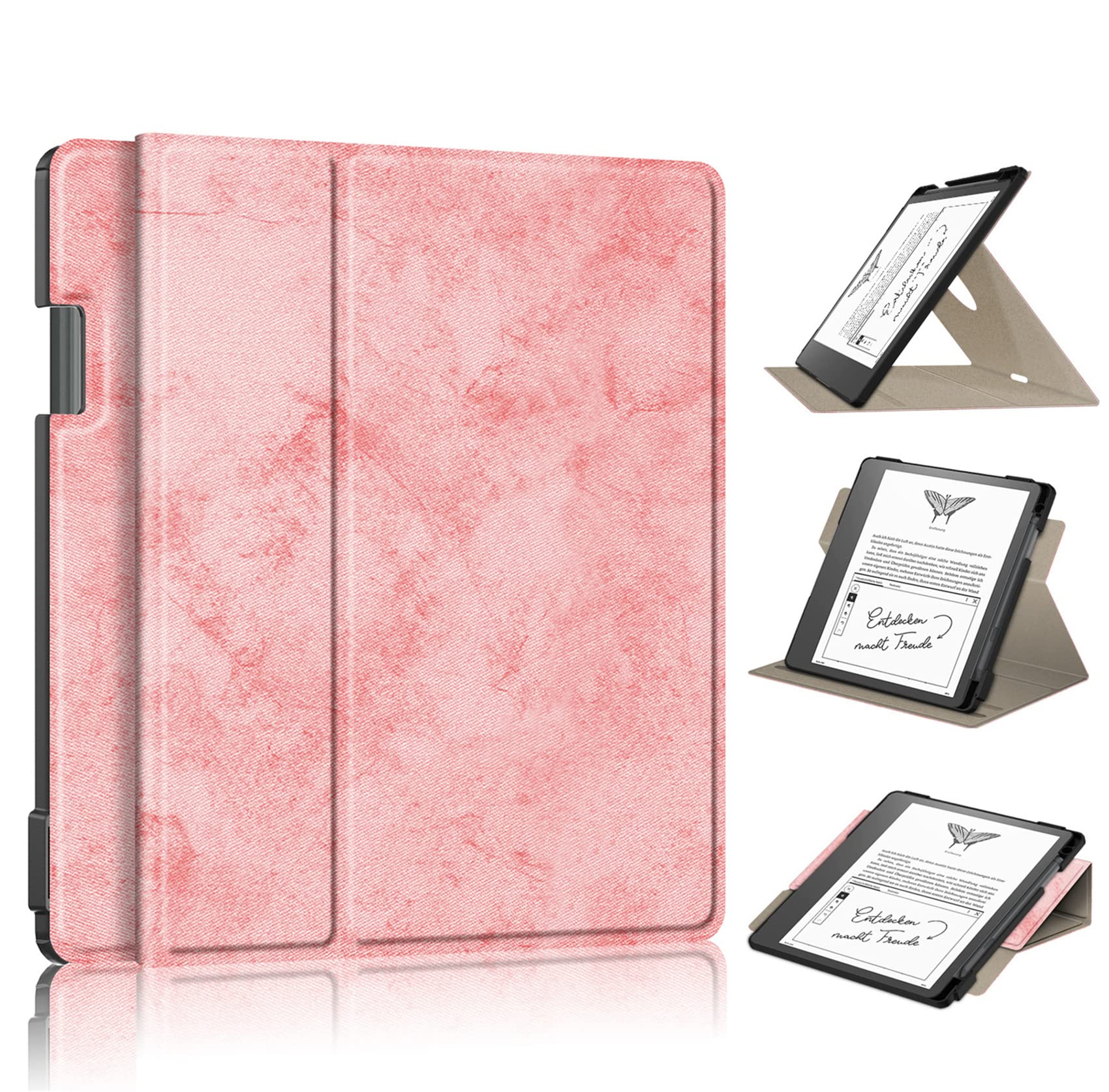 Enoxboo Protective Case with Pen Holder for Kindle Scribe 2022 - Foldable Stand Cover with 360° Rotation & Auto Wake/Sleep - Perfect for Reading, Note-Taking & Travel