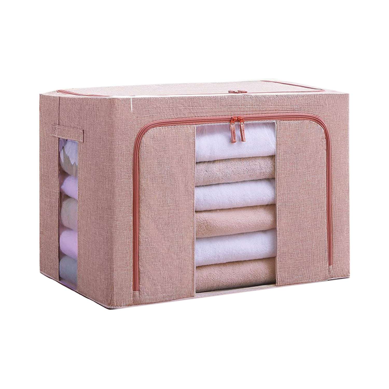 100L Large Cloth Storage Box - Closet Organizer for Clothes, Blankets & Seasonal Items | Space-Saving Wardrobe Storage Solution (Pink) | Perfect for Bedroom, Dorm & Travel Organization