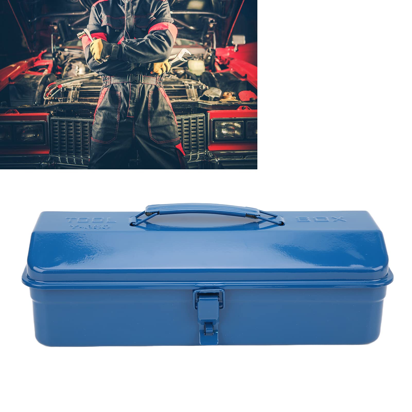 Meiyya Blue Anti-Rust Steel Tool Box - Compact Automotive Tool Storage Case for Mechanics & DIY Car Repair | Perfect for Garage Organization & Mobile Tool Kits