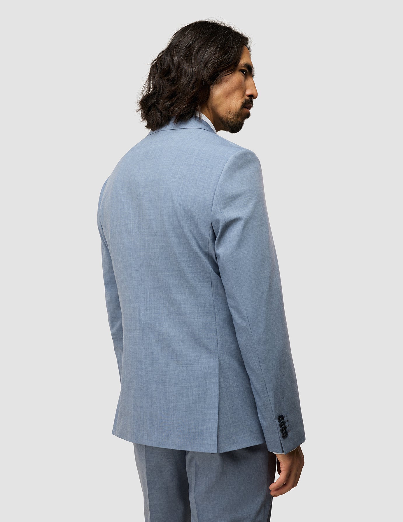 Premium Tech Wool Suit for Men - Light Blue Business Attire - Perfect for Office, Interviews & Formal Events