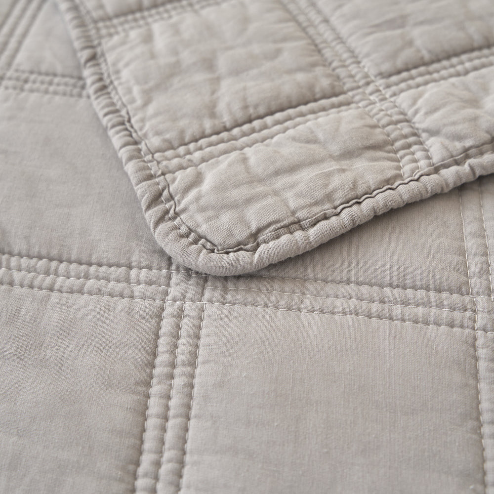 Embroidered Square Smokey Grey Coverlet - Queen Size Bedspread for Luxury Bedroom Decor | Perfect for Master Bedroom, Guest Room & Hotel Styling