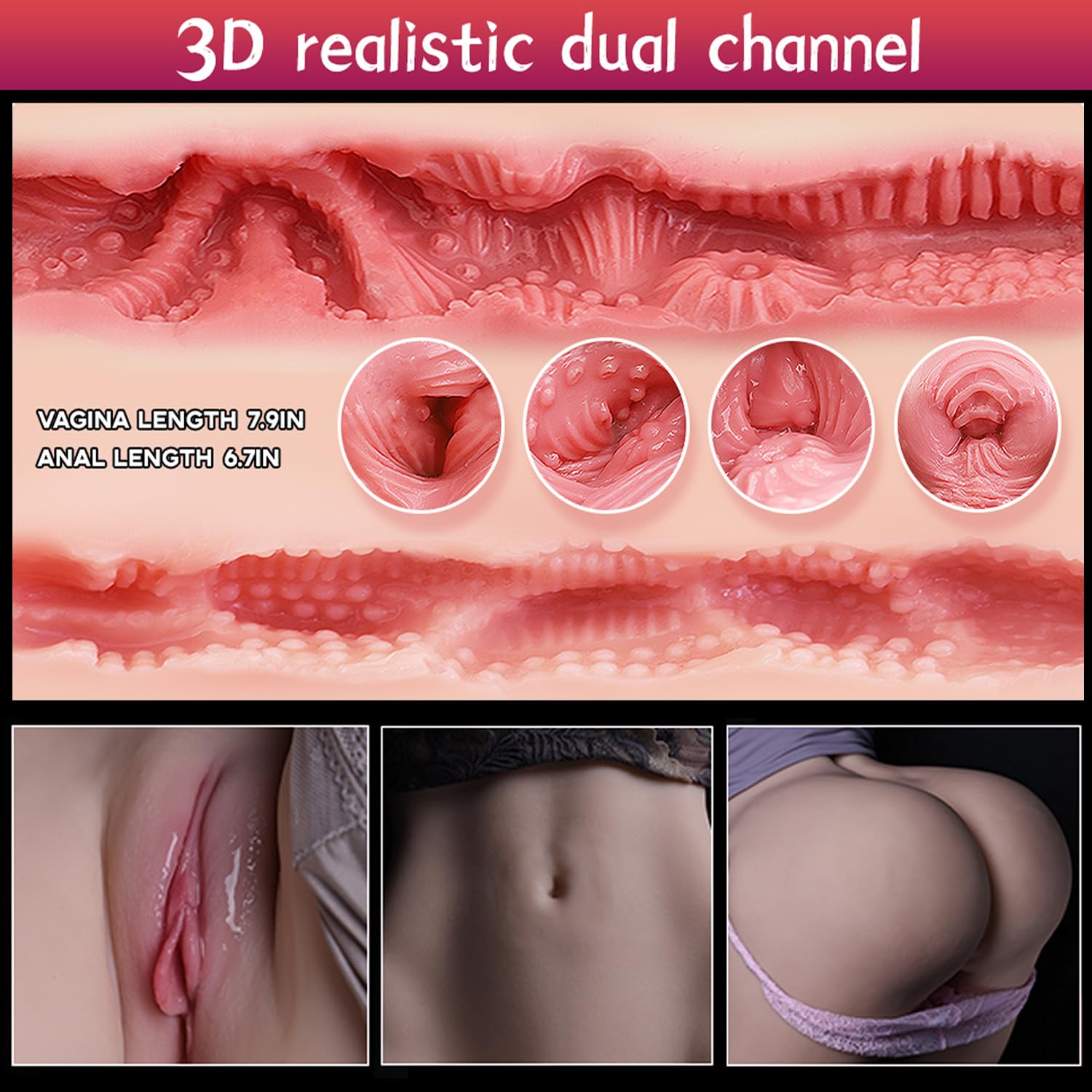55LB Realistic Male Masturbator Sex Doll with Soft Breasts & Tight Vagina & Ass for Vaginal & Anal Pleasure - 3-in-1 Adult Love Doll for Men's Orgasm - Perfect for Solo Play, Couples Fantasy & Discreet Storage