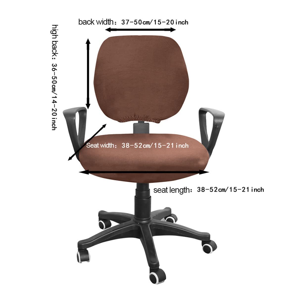 Split Rotating Desk Chair Seat Slipcover - Removable Stretch Office Chair Cover - Polyester Elastic Computer Chair Protector for Swivel & Armrest Chairs (Wine Red) - Perfect for Home Office, Gaming & Workspace Comfort