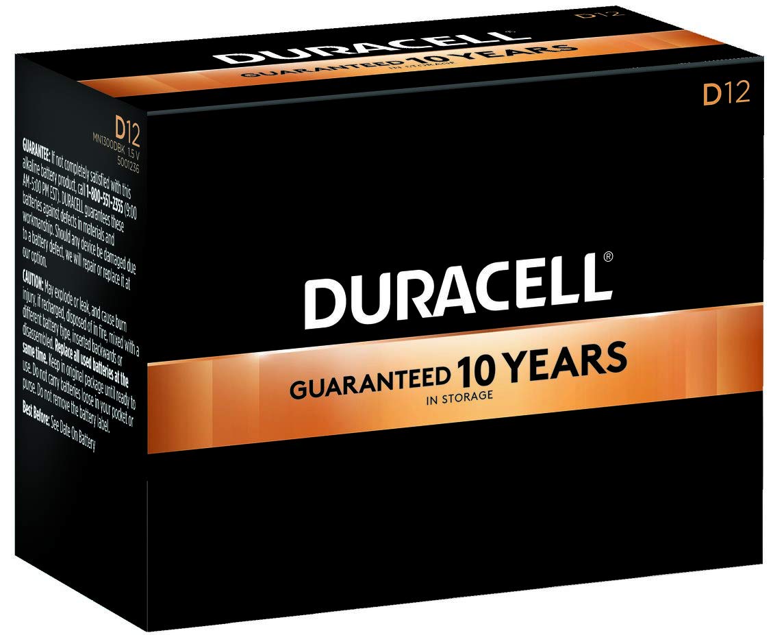 Duracell CopperTop D Alkaline Batteries 12-Pack | Long-Lasting Rechargeable D Batteries for Household & Business Use | Ideal for Flashlights, Toys, Clocks & Electronic Devices
