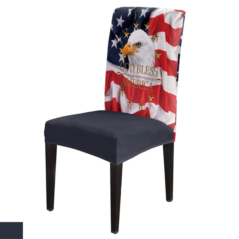 USA Flag Eagle Dining Chair Covers 6 Pack - Stretchable Removable Slipcovers for Kitchen, Banquet, Wedding & 4th of July Decor - Patriotic Seat Protectors for Independence Day Celebrations & Home Dining