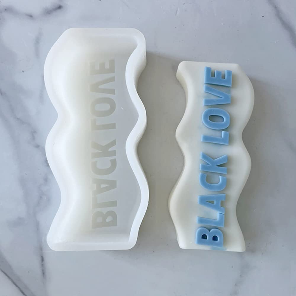 Premium Silicone Candle Molds Set - ONE Love & BE Kind Black Wave Pillar Candle Making Kit for Handmade Aromatherapy Candles, Polymer Clay Crafts, Wax & Soap Making - Perfect for DIY Home Decor, Wedding Favors & Relaxation Gifts