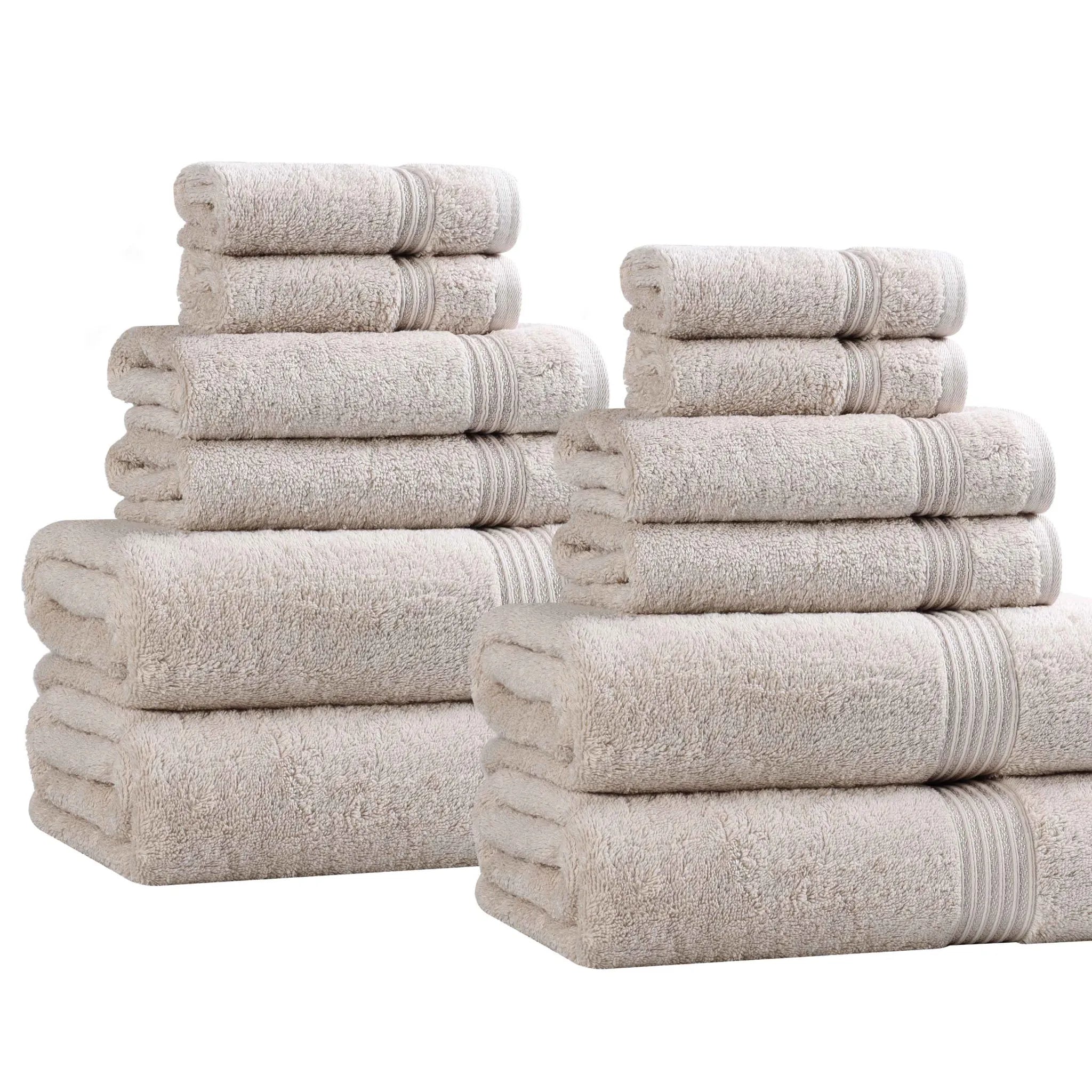 Premium 12-Piece Egyptian Cotton Towel Set - Ultra Soft, Highly Absorbent Bath & Beach Towels for Luxury Spa, Hotel, and Home Use