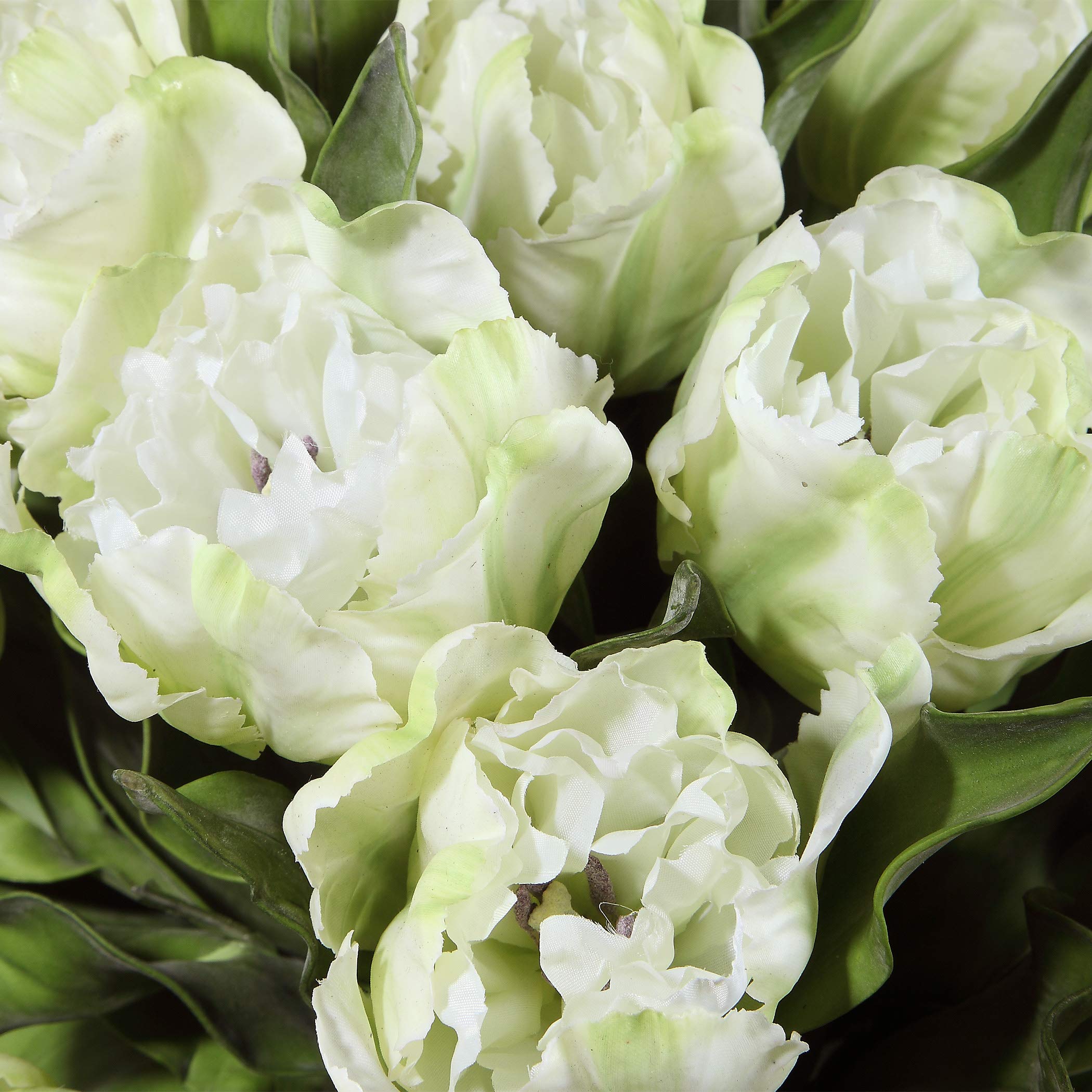 Elegant White Double Tulip Bouquet Vase - Oval Floral Centerpiece for Spring Weddings, Home Decor & Table Arrangements