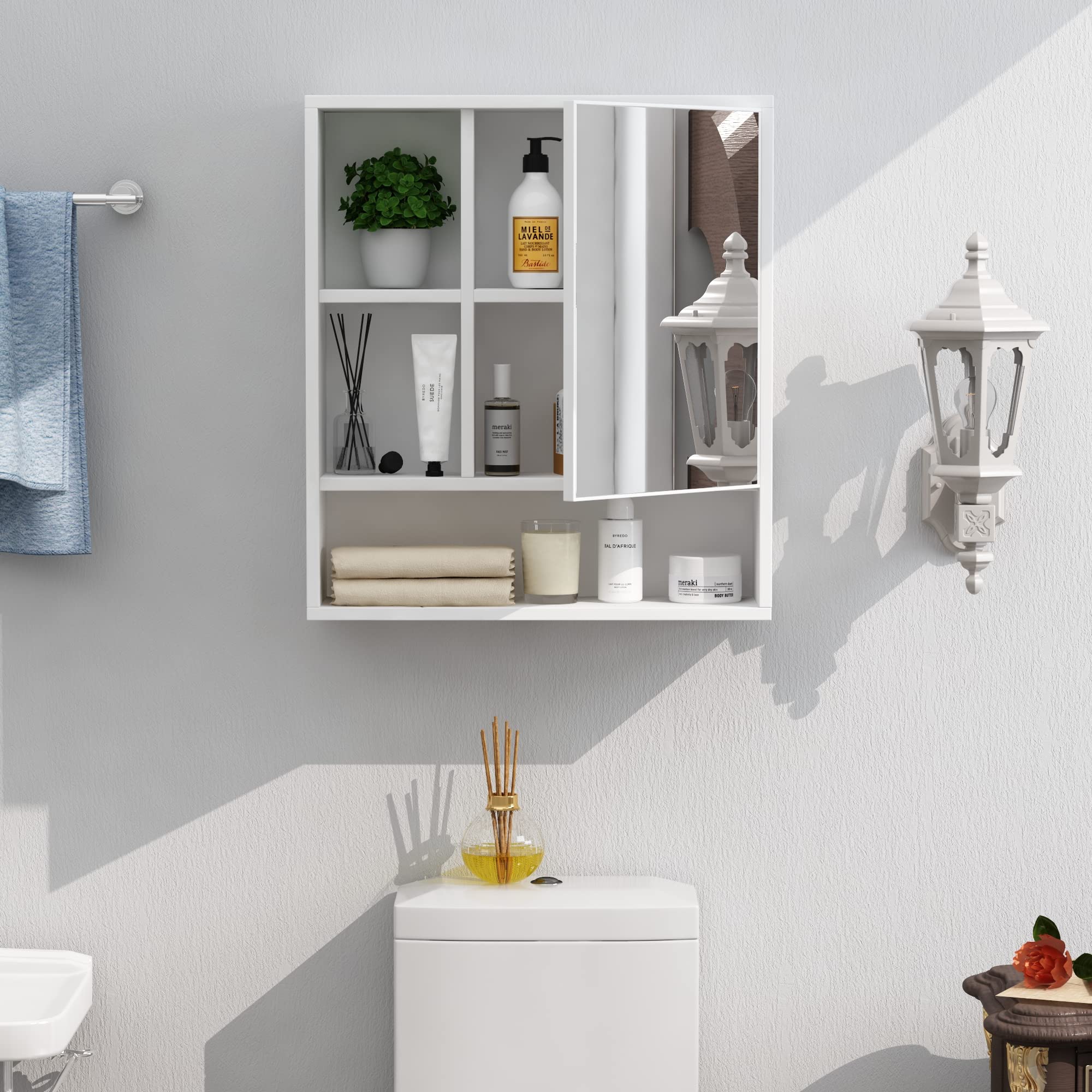ChooChoo White Bathroom Wall Mirror Medicine Cabinet - Single Door with Adjustable Shelf, Space-Saving Over-The-Toilet Storage Organizer for Bathroom Essentials | Perfect for Small Bathrooms, Powder Rooms & Apartment Living