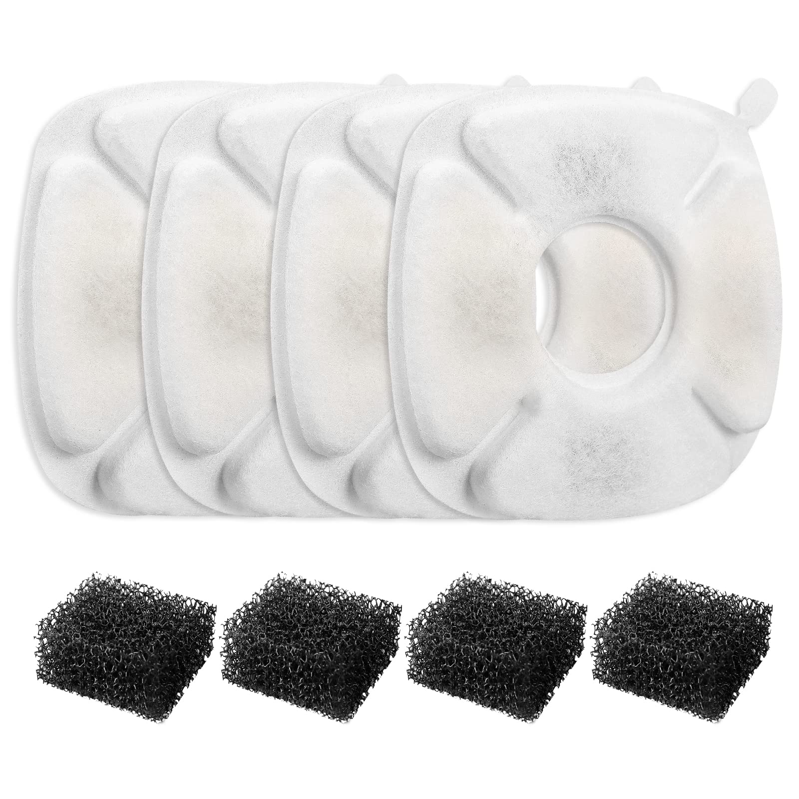 MyfatBOSS Cat Water Fountain Replacement Filters & Pre-Filter Sponges - Compatible with Veken 95oz/2.8L Automatic Pet Fountain - Keep Water Clean for Cats & Dogs - Perfect for Home, Office, or Travel Use
