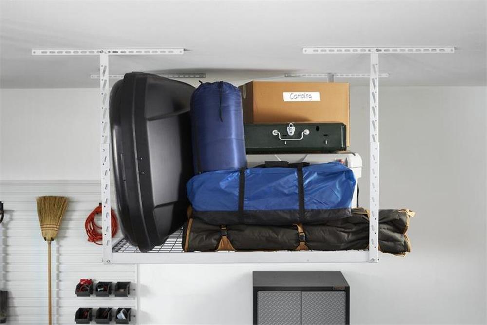 Gladiator Overhead GearLoft Storage Rack 4' x 4' White - Heavy Duty Garage & Basement Organization Solution