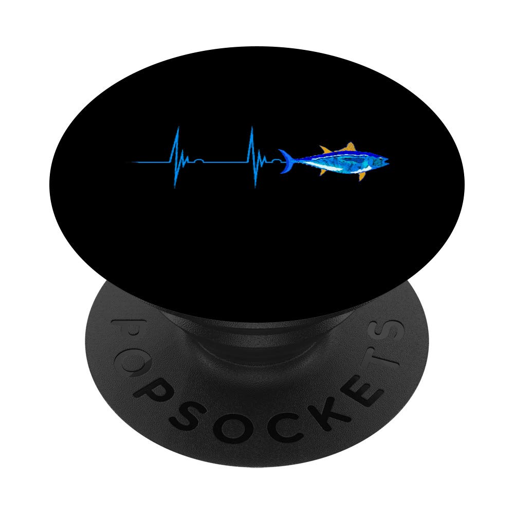 Premium Bluefin Tuna Heartbeat EKG Pulseline Fishing PopSockets - Swappable PopGrip for Phones & Tablets - Perfect Gift for Deep Sea Fishing Enthusiasts & Marine Life Lovers