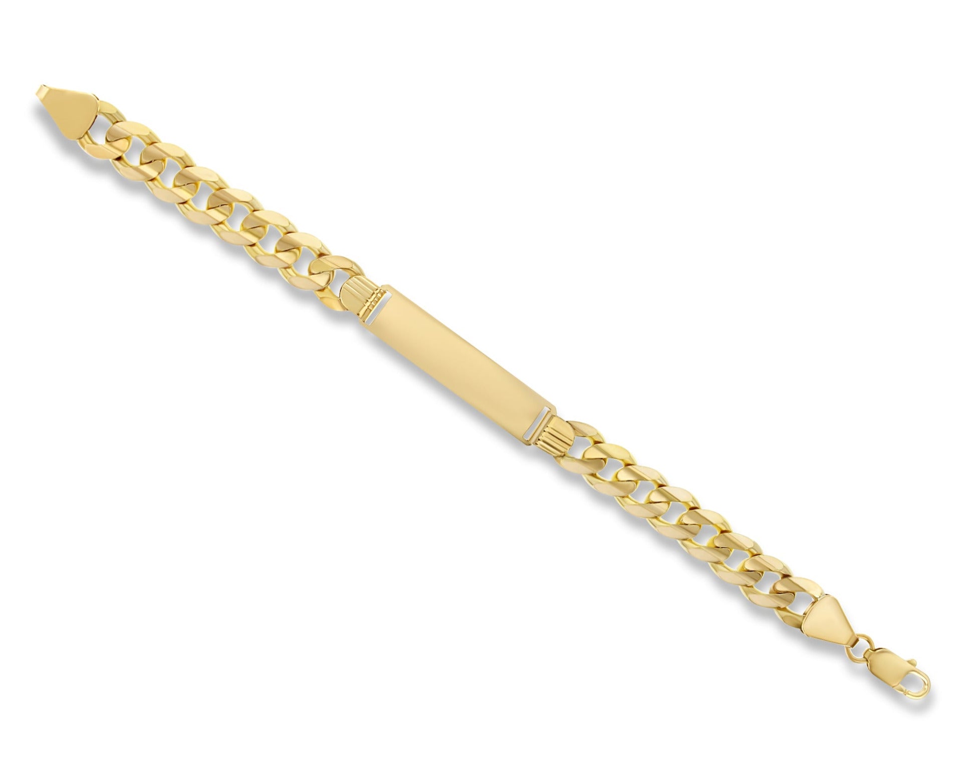 14K Yellow Gold Cuban Link ID Bracelet for Men & Women - Stylish & Durable Jewelry Gift for Parties, Weddings & Everyday Wear